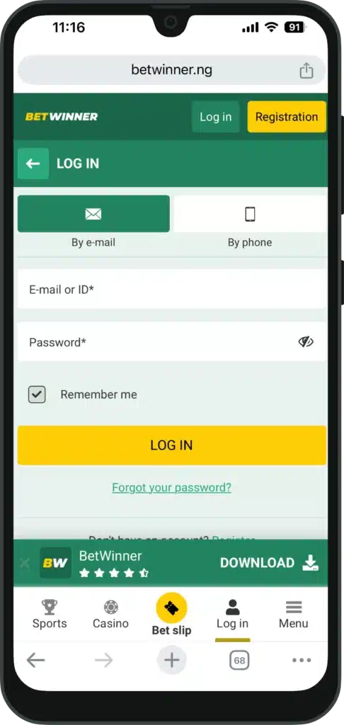 betwinner email login